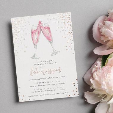 Pink Champagne | Bridal Shower Rose Gold Foil Invitations