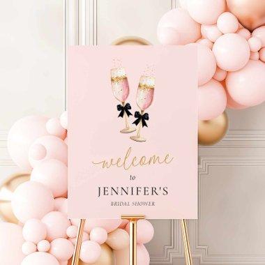 Pink Champagne Brunch and Bubbly Welcome Sign