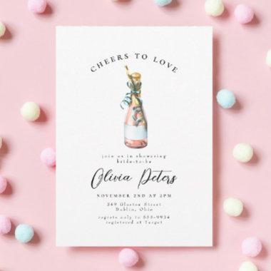 Pink Champagne Cheers Bridal or Wedding Shower Invitations