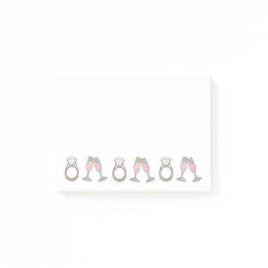 Pink Champagne Diamond Ring Bling Wedding Bride Post-it Notes