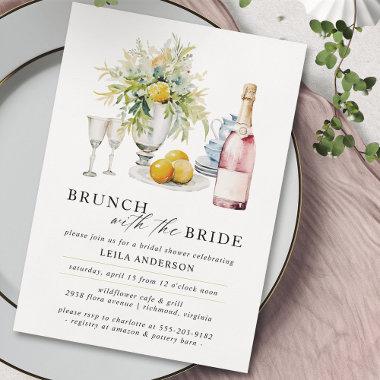 Pink Champagne or Wine | Cute Brunch Bridal Shower Invitations