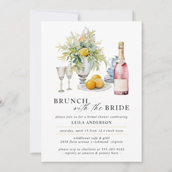 Pink Champagne or Wine | Cute Brunch Bridal Shower Invitations