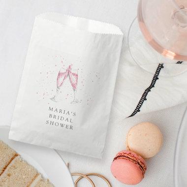 Pink Champagne Personalized Bridal Shower Favor Bag