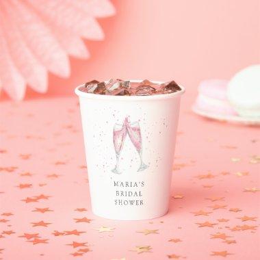 Pink Champagne Personalized Bridal Shower Paper Cups