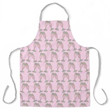 Pink Champagne Toast Cheers Wedding Bridal Shower Apron