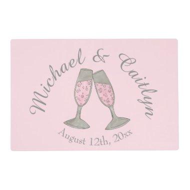 Pink Champagne Toast Cheers Wedding Bridal Shower Placemat