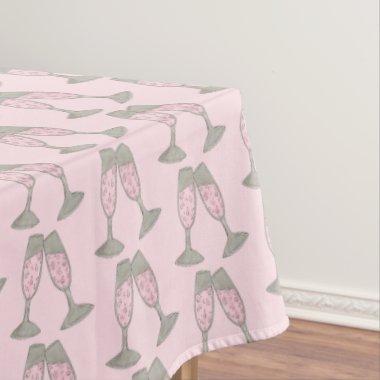 Pink Champagne Toast Cheers Wedding Bridal Shower Tablecloth