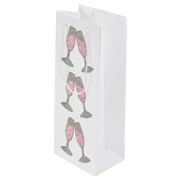 Pink Champagne Wedding Bridal Shower Toast Wine Gift Bag