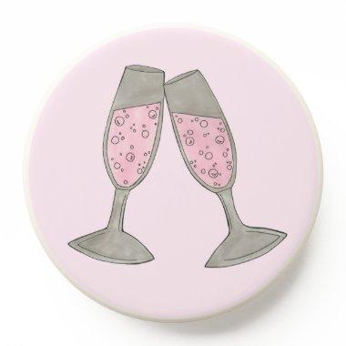 Pink Champagne Wine Glasses Toast Bubbles PopSocket