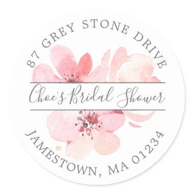 Pink Cherry Blossom Floral Return Address Label