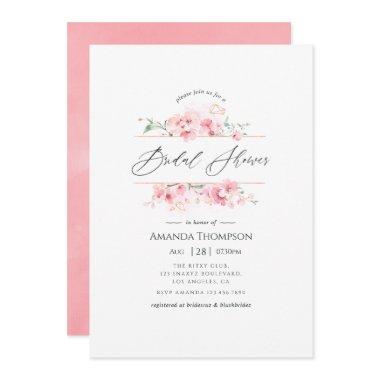 Pink Cherry Blossom Geometric Spring Bridal Shower Invitations