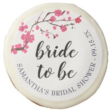 Pink Cherry Blossoms Bridal Shower "Bride to Be" Sugar Cookie