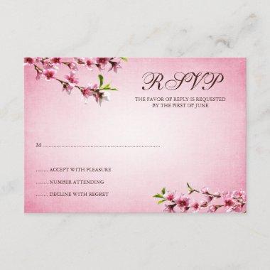 Pink Cherry Blossoms Vintage Response Invitations