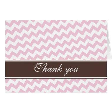 Pink Chevron Brown Stripe custom Thank You Invitations