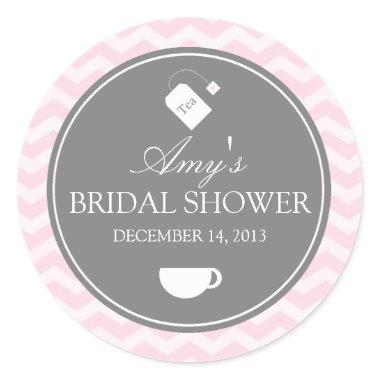 Pink Chevron High Tea Bridal Shower Sticker