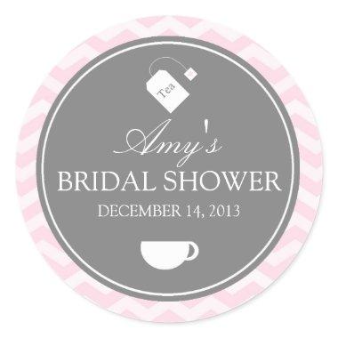 Pink Chevron High Tea Bridal Shower Sticker