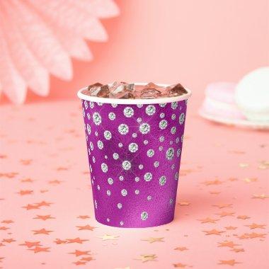 Pink chic diamond rhinestone shimmer paper cups