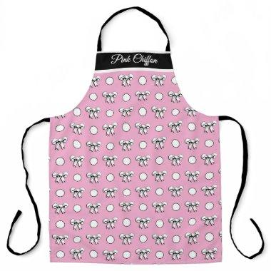 Pink Chiffon White Polka Dots Bows Personalized Apron