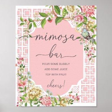 Pink Chinoiserie Baby Shower Mimosa Bar Sign