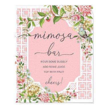 Pink Chinoiserie Baby Shower Mimosa Bar Sign