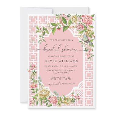 Pink Chinoiserie Bridal Shower Invitations Trianon