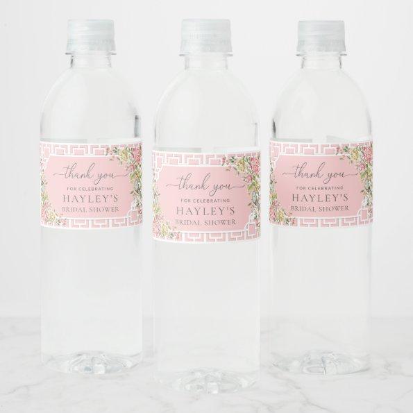 Pink Chinoiserie Trianon Thank You Favor Water Bottle Label