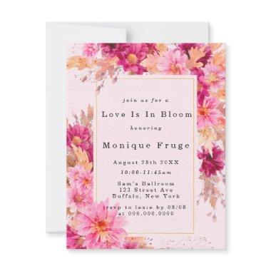 Pink Chrysanthemum Love Is In Bloom Bridal Shower Invitations