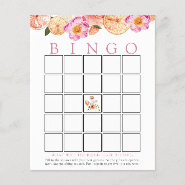 Pink Citrus Bridal Bingo Game Invitations