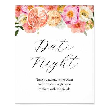 Pink Citrus Date Night Ideas Bridal Shower Sign