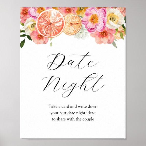 Pink Citrus Date Night Ideas Bridal Shower Sign