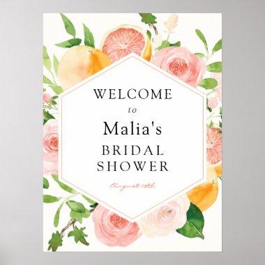 Pink Citrus Floral Bridal Shower Welcome Sign
