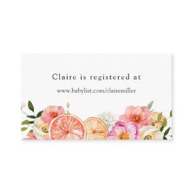 Pink Citrus Flowers Baby Shower Registry Enclosure