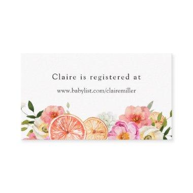 Pink Citrus Flowers Baby Shower Registry Enclosure Invitations