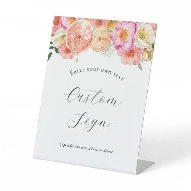 Pink Citrus Flowers Custom Text Sign
