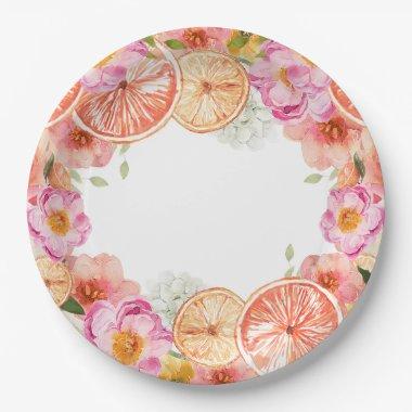 Pink Citrus Flowers Paper Plates