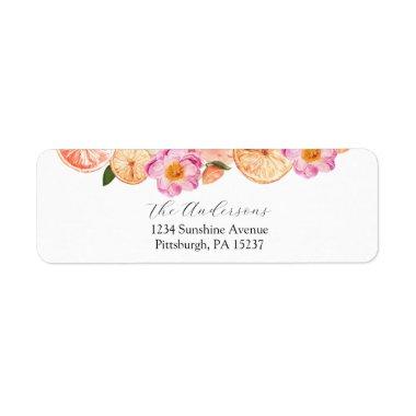 Pink Citrus Flowers Return Address Label