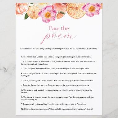 Pink Citrus Pass the Poem Bridal Shower game