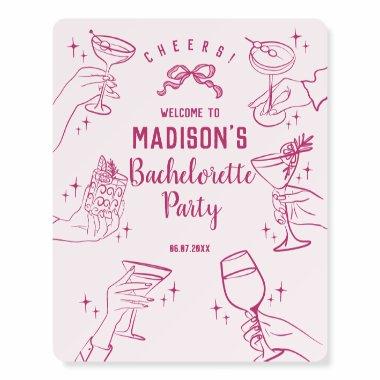 Pink Cocktail Party Bachelorette Party Welcome Foam Board