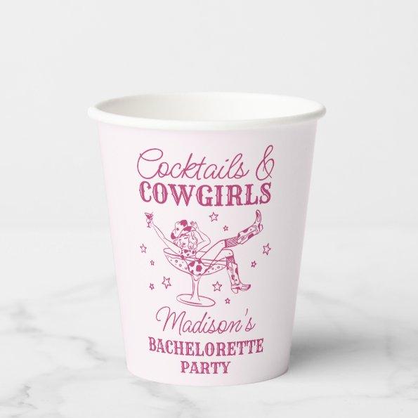 Pink Cocktails and Cowgirls Rodeo Bachelorette Paper Cups