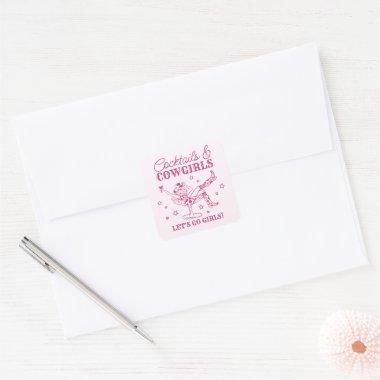 Pink Cocktails and Cowgirls Rodeo Bachelorette Square Sticker