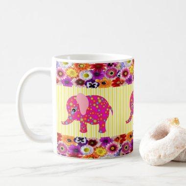 Pink Colorful Pig Yellow Stripe Mug