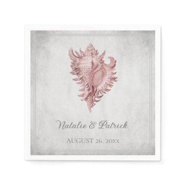 Pink Conch Shell Wedding Paper Napkins