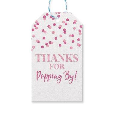 Pink Confetti Thanks for Popping by Gift Tags