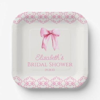 Pink Coquette Bow  Paper Plates