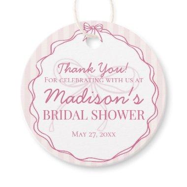 Pink Coquette Bow Pastel Striped  Favor Tags