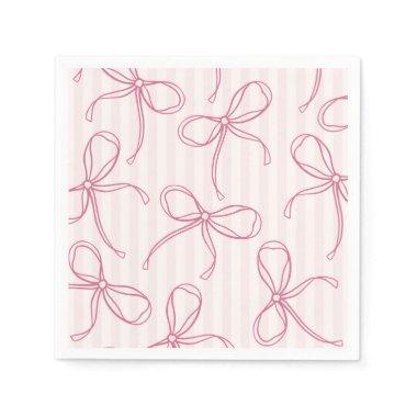 Pink Coquette Bow Pastel Striped Table Decor Napkins
