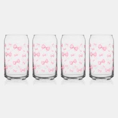 Pink Coquette Bow Pattern Can Glass