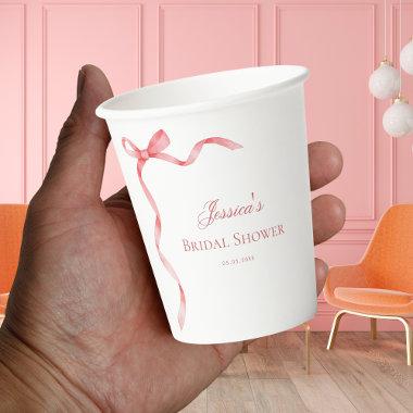 Pink Coquette French Ribbon Bow  Paper Cups
