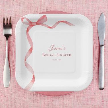 Pink Coquette French Ribbon Bow Bridal Shower Paper Plates