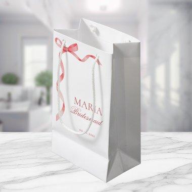 Pink Coquette Ribbon Bow  Bridesmaid Small Gift Bag